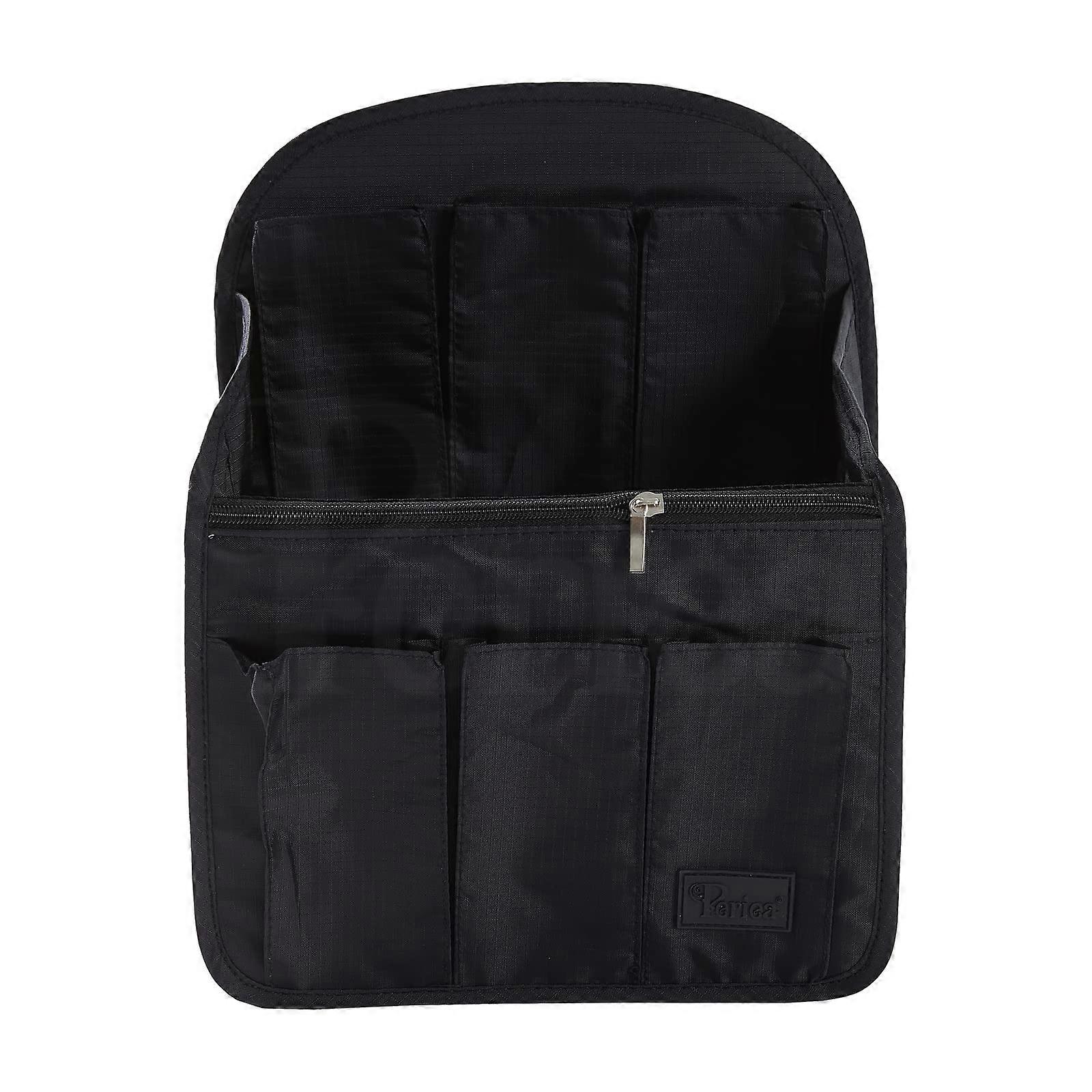 Large Backpack Organizer Insert with 13 Compartments and Key Ring for Travel and School  Black