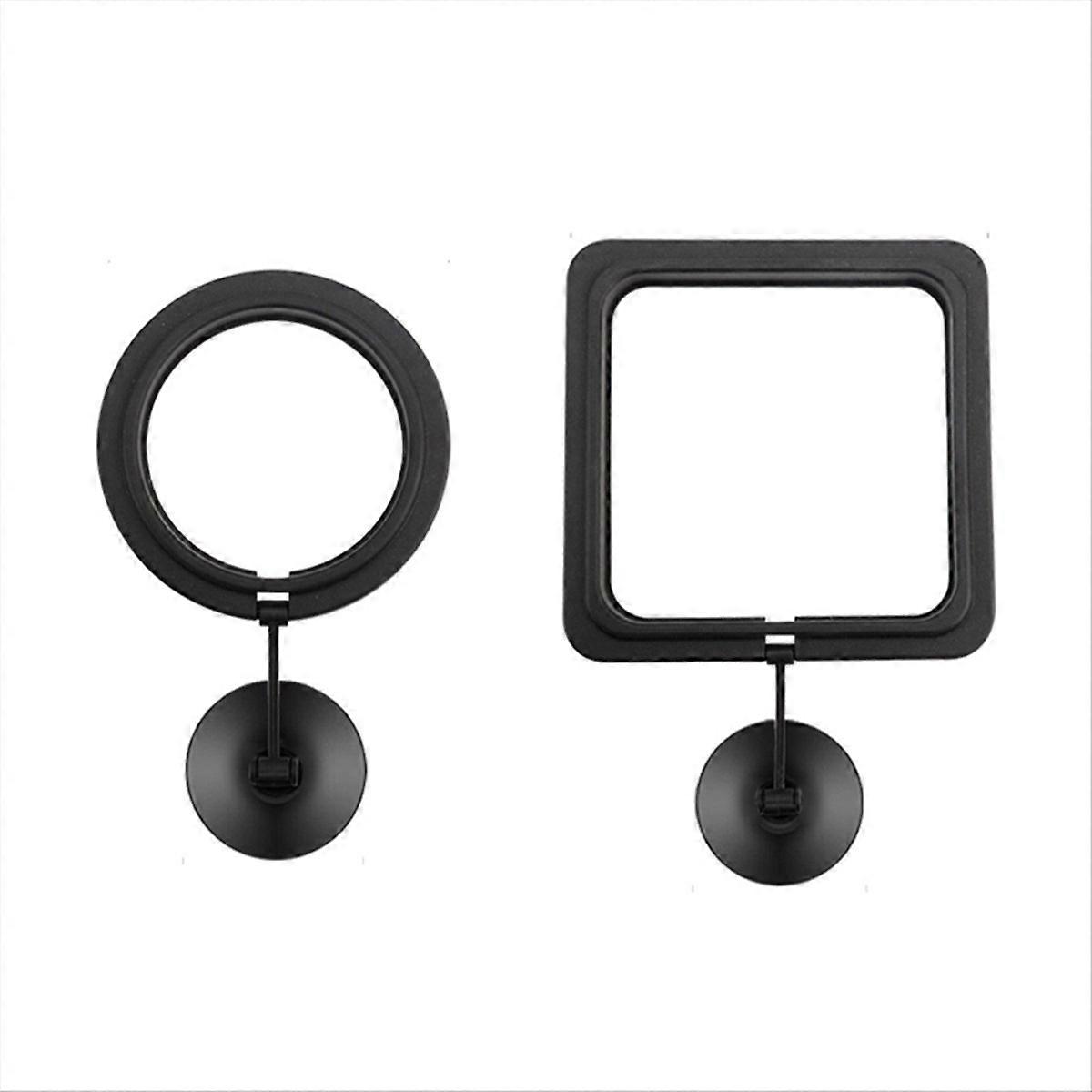 Fish Feeding Ring Floating Food Feeder Circle with Suction Cup Black