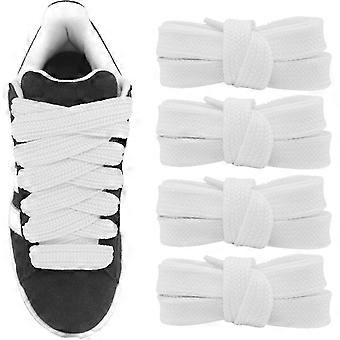2 paires de lacets larges de 19 mm (3/4 po), 120 cm de longueur, blancs, pour chaussures.