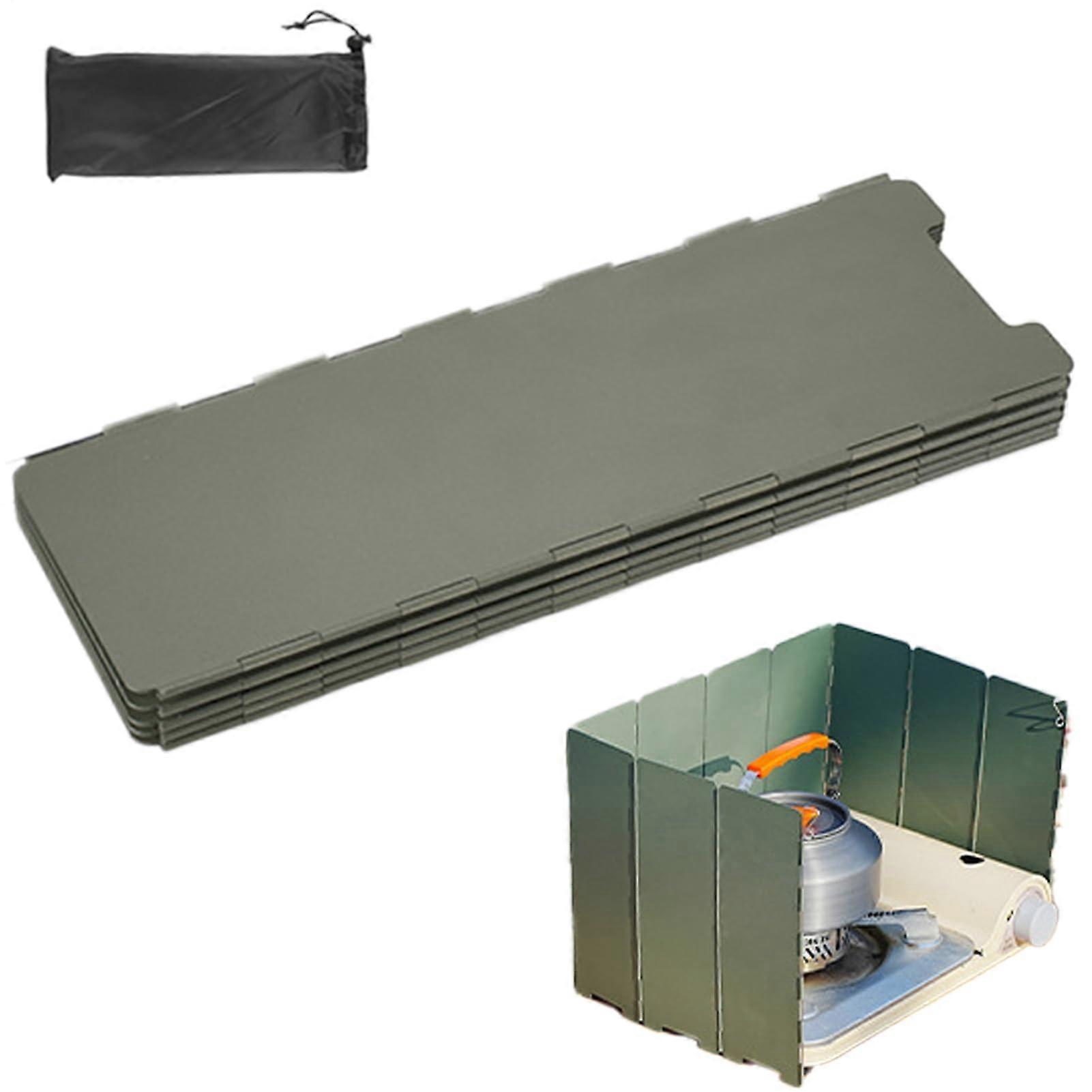 Camping Stove Windscreen 10Panel Foldable Design for Backpacking Cooking Outdoor Green