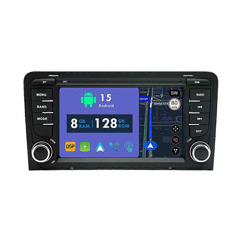 7" Android Double DIN Touchscreen Stereo with 8GB + 128GB for A3 2003 2004 2005 - 2012 Wireless CarPlay Android Auto Bluetooth