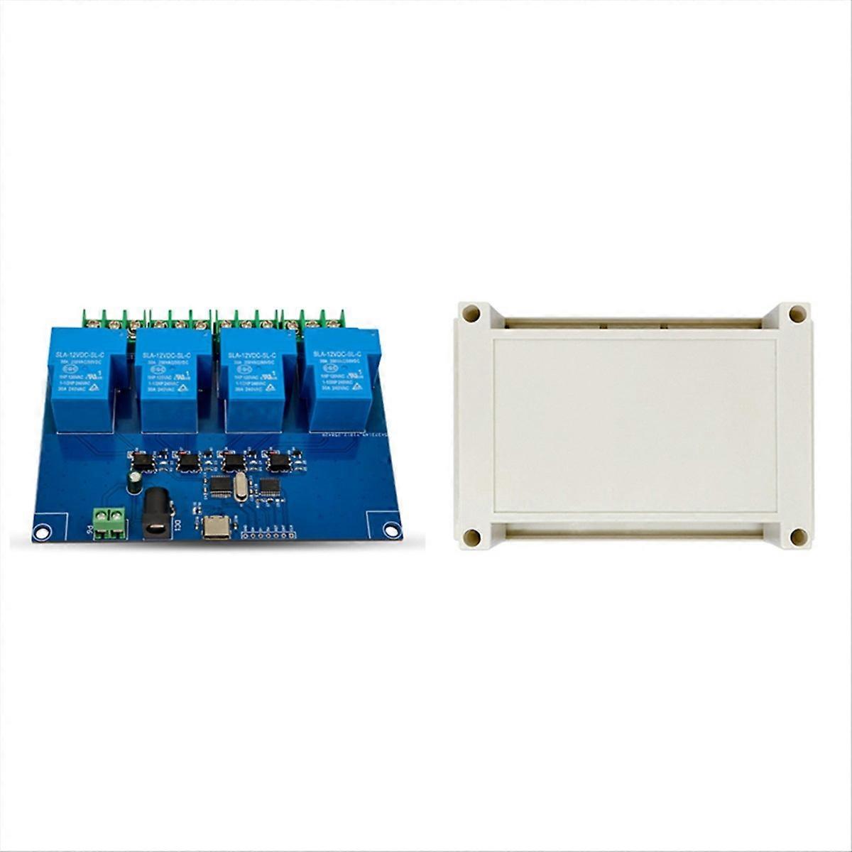 4CH USB Relay Module 12V 30A USB-C Relay Module with Case USB Computer Serial Port Intelligent Contr