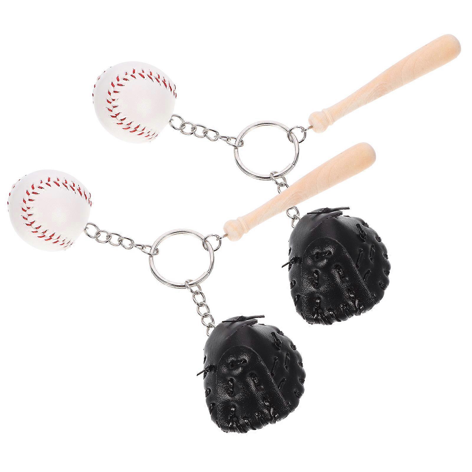 Baseball Keychains Decorative Softball Keychains for Decoration 2Pcs Black PU