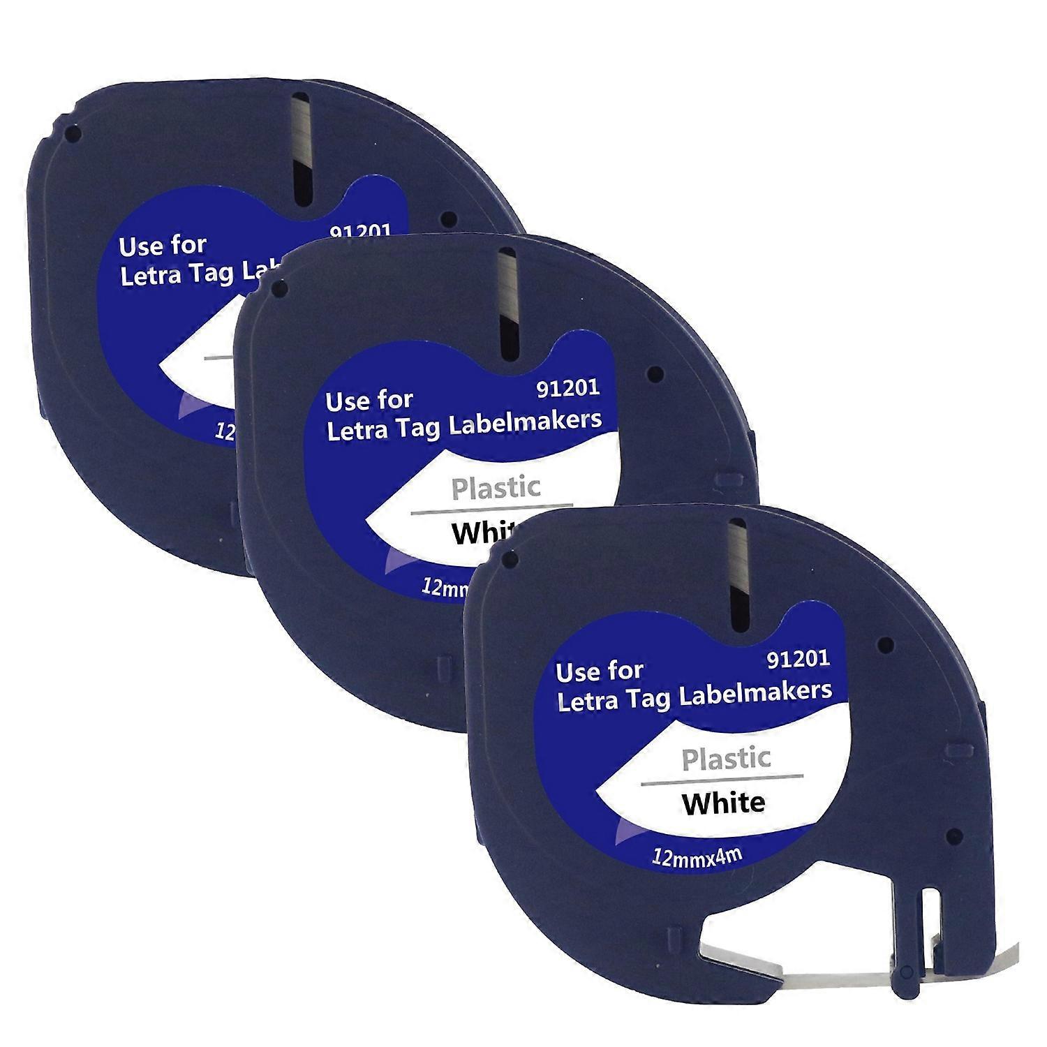 3Pcs for Black on White Plastic Label Tape Label Maker