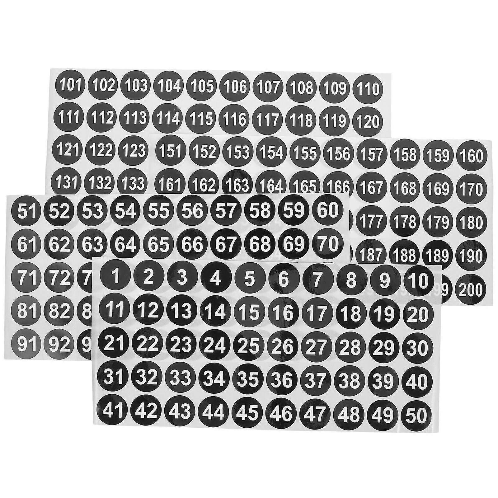 Black Round Number Stickers Vinyl Material for Labeling 16 Sheets