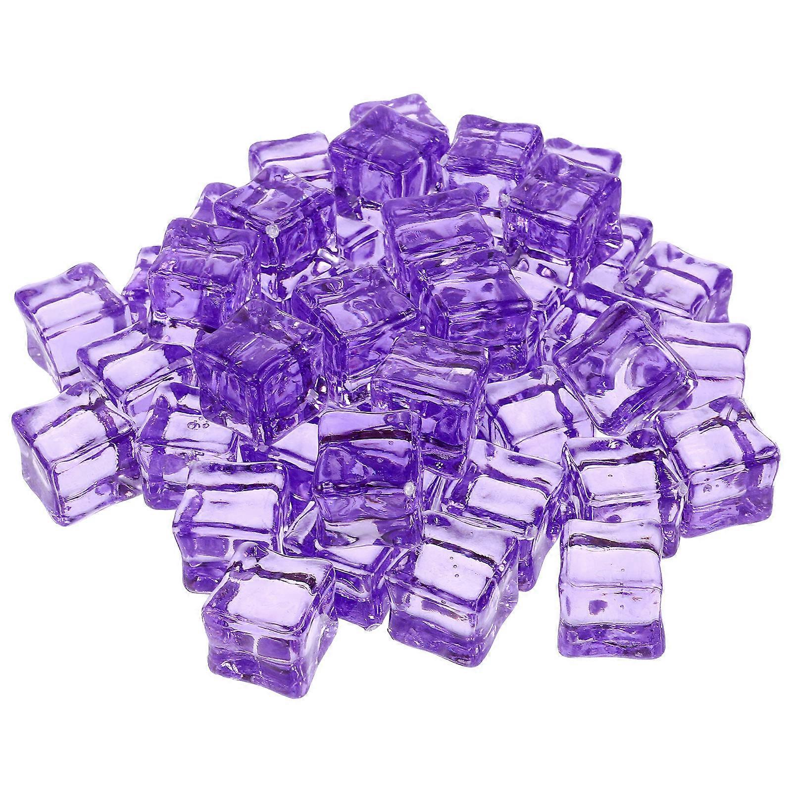 Plastic Ice Cubes Reusable Ice Cube for Decoration 250Pcs Violet Square
