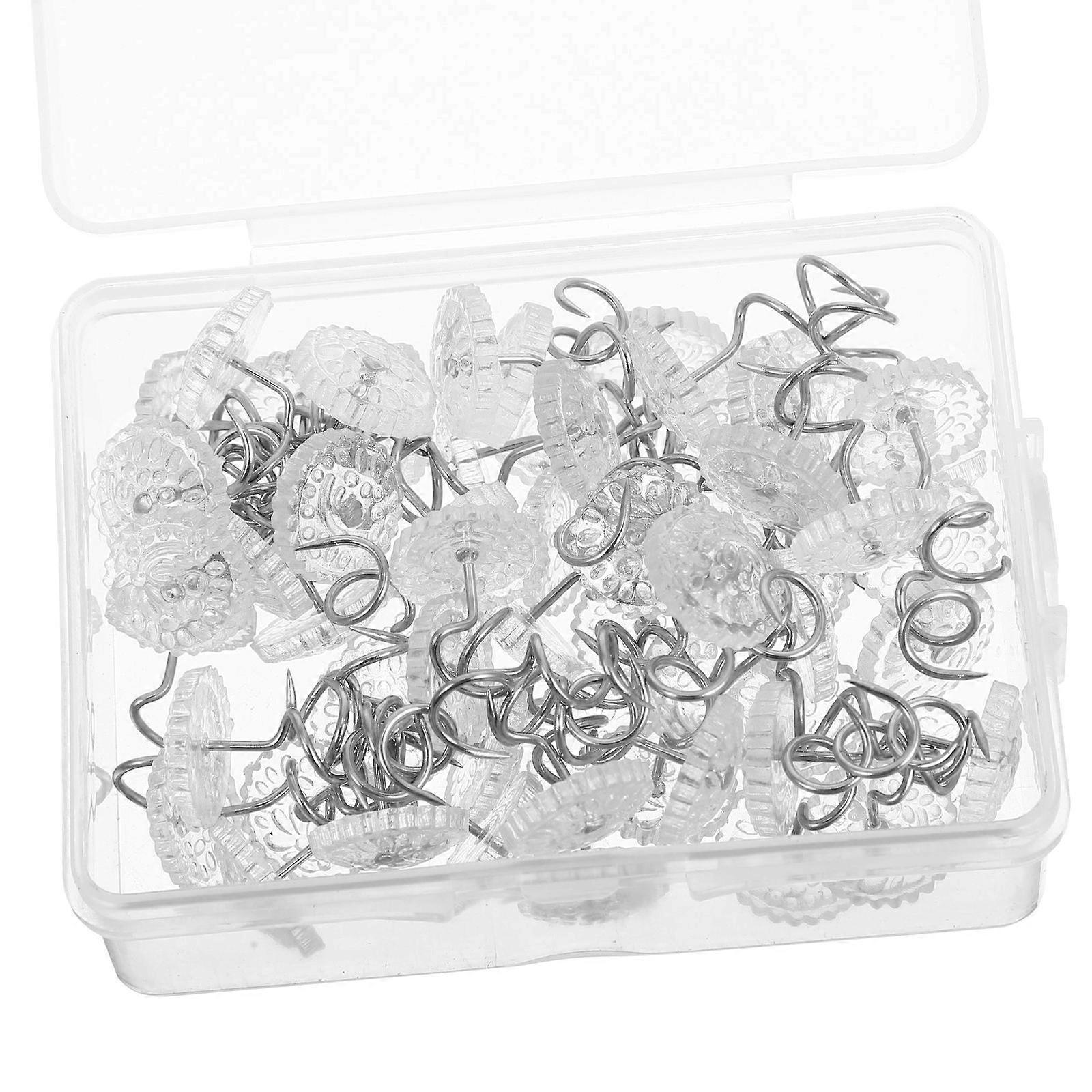60pcs Plastic Head Twisted Twisting Nail Fixed Sheet Nails Transparent Practical for Home