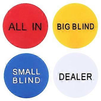 Poker Chip Buttons Set - 4Pcs Professional Dealer Small Blind Big Blind Buttons For Poker Games