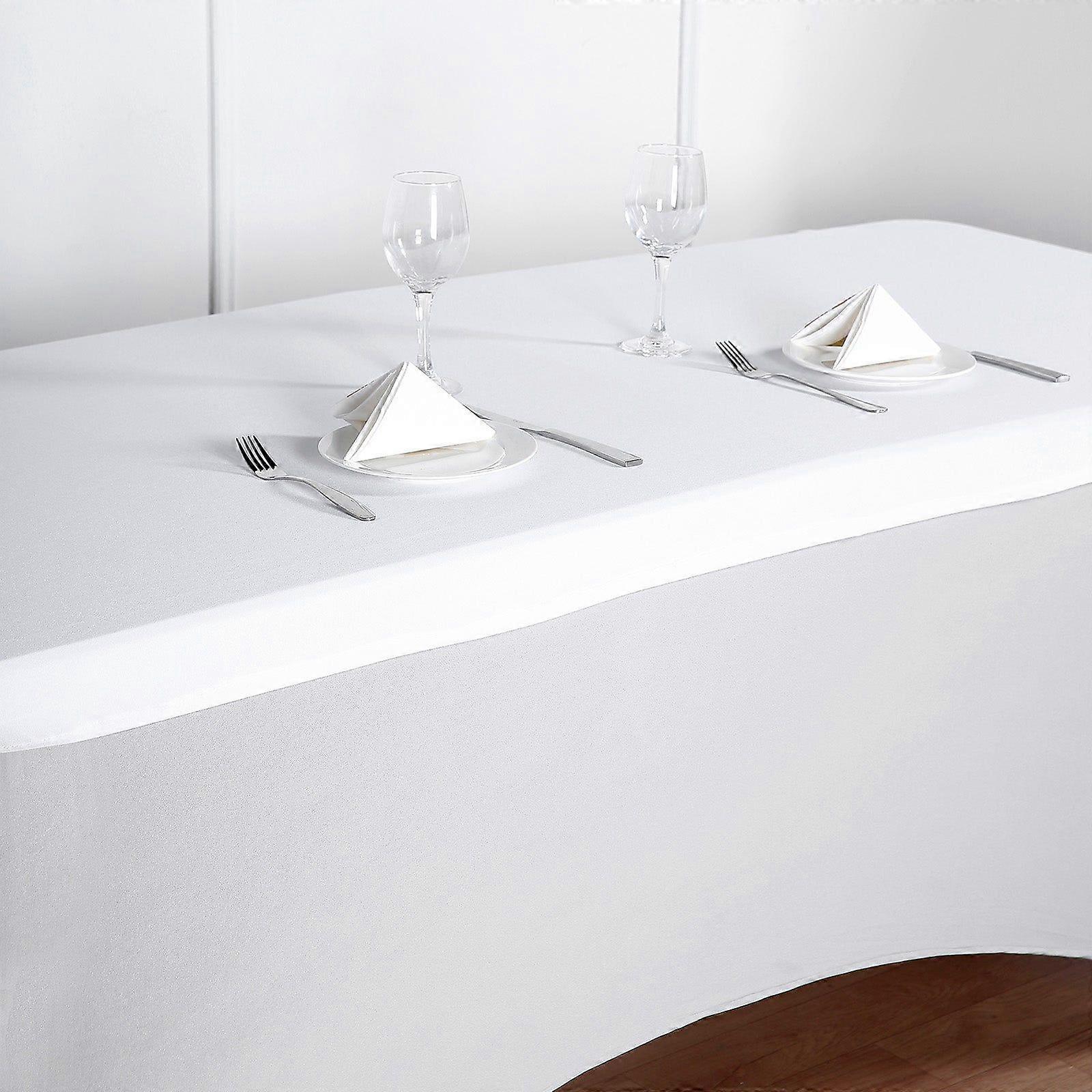 6FT White Rectangular Stretch Spandex Table Top Cover