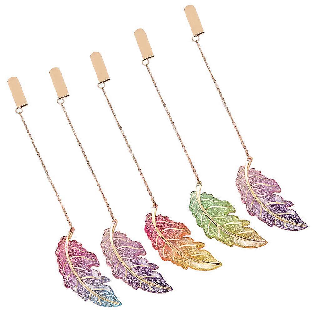 Creative Acrylic Bookmarks for Decoration Use Featuring Leaf Shape 5Pcs Set