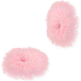 2 pièces de pompons de cheveux, fausse fourrure de lapin queue de cheval pochette (noir)