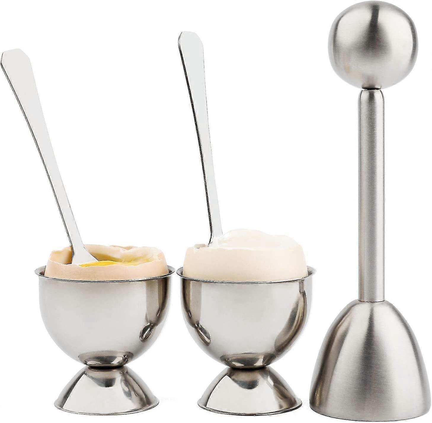 Soft Hard Boiled Egg Cutter Topper Set Egg Cracker With Include 2 Cup 2 Spoon