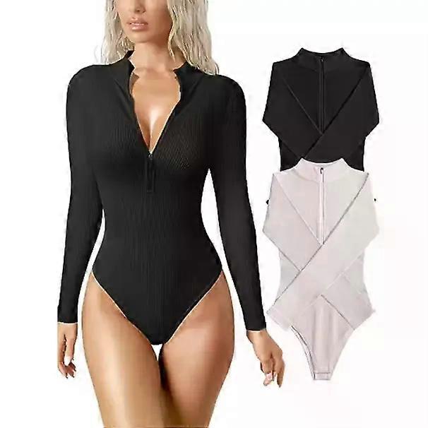 Sexy gerippter Langarm-Einteiler für Damen