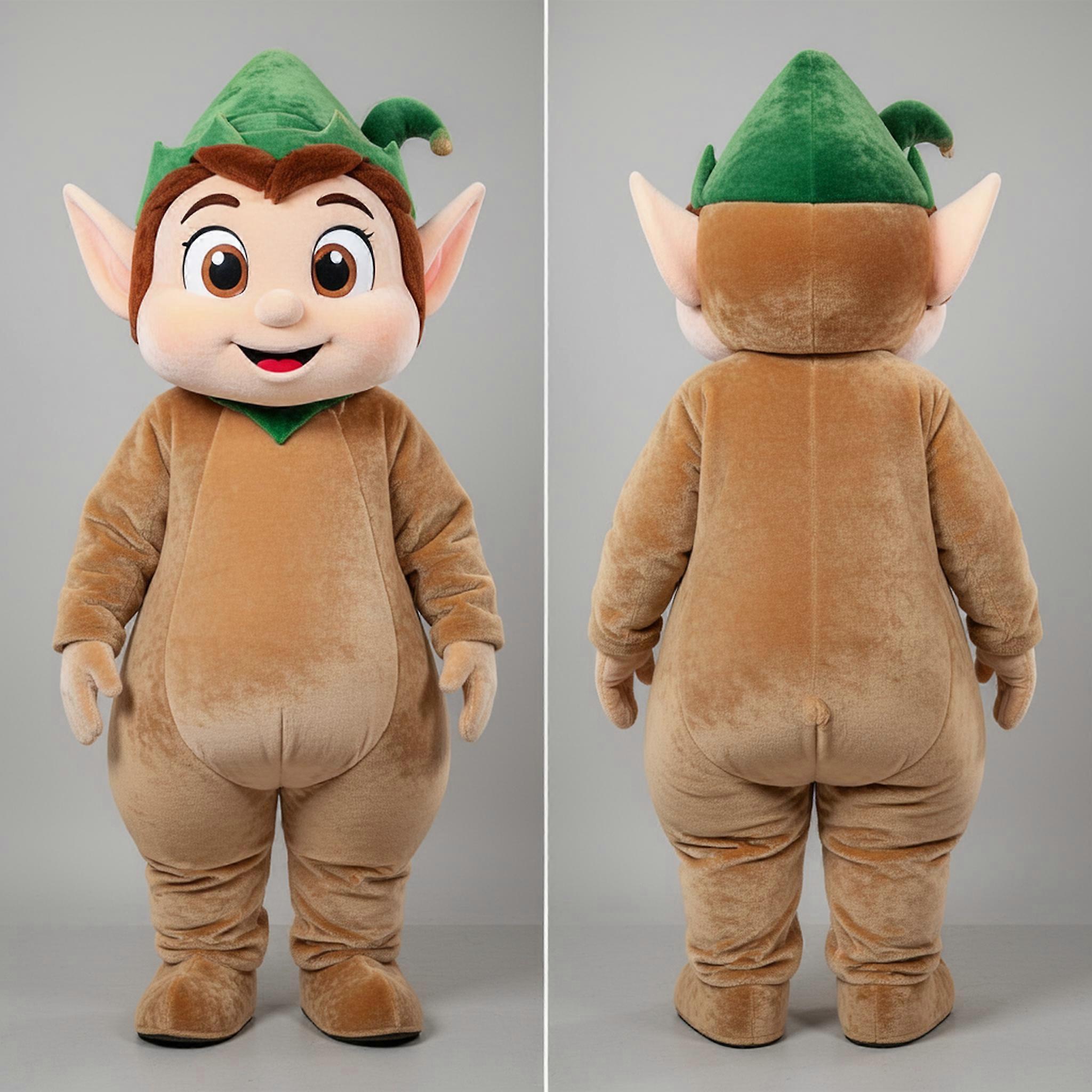 MASTICOT Tan Velvety Elf Mascot