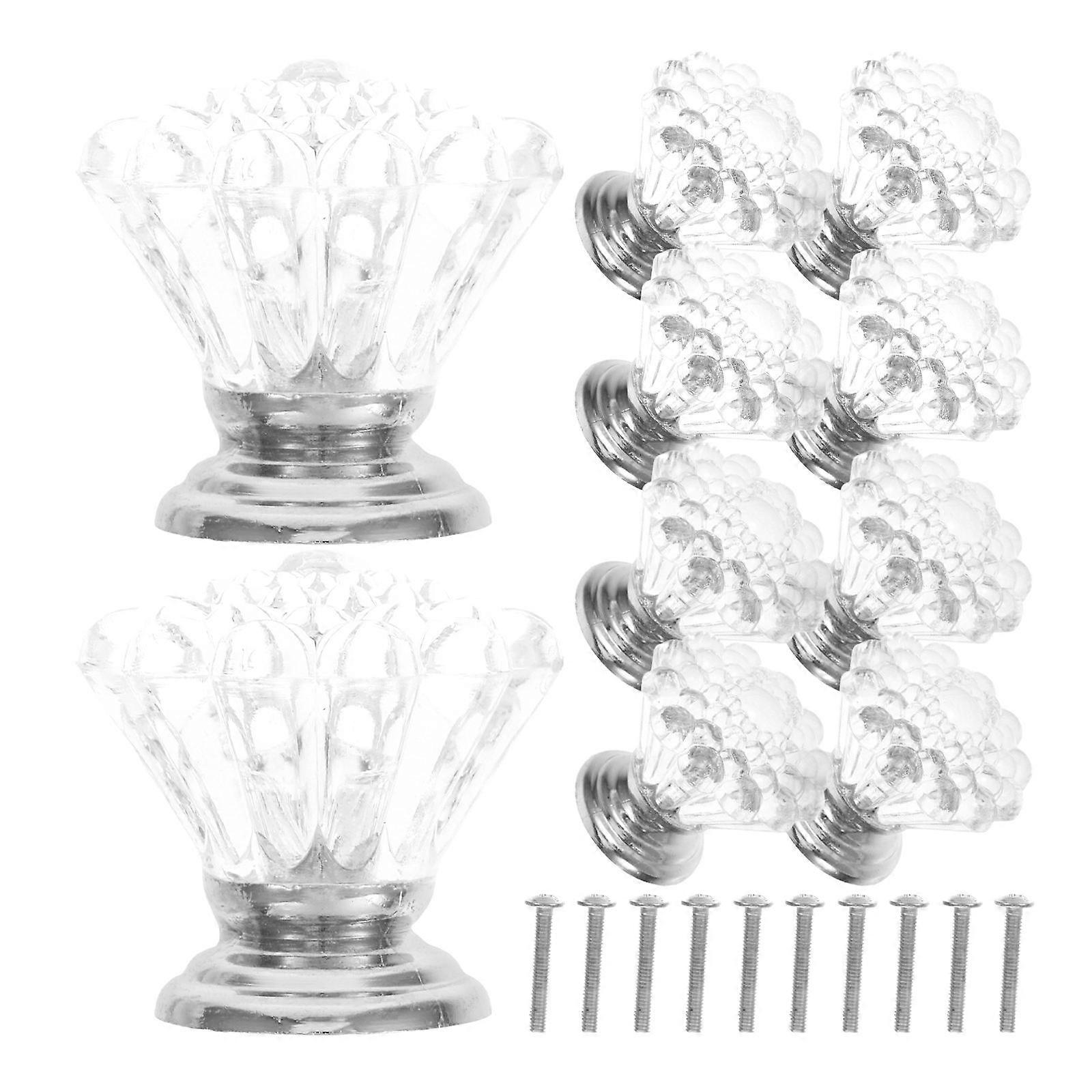 Clear Silver Acrylic Water Crystal Knobs for Home Use 10Pcs Drawer Pulls