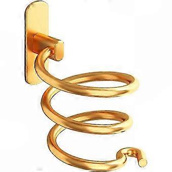 No Drilling Wall Mounted Hair Dryer Holder, Stainless Steel with Glue and Screws, Gold for Bathroom & Salon