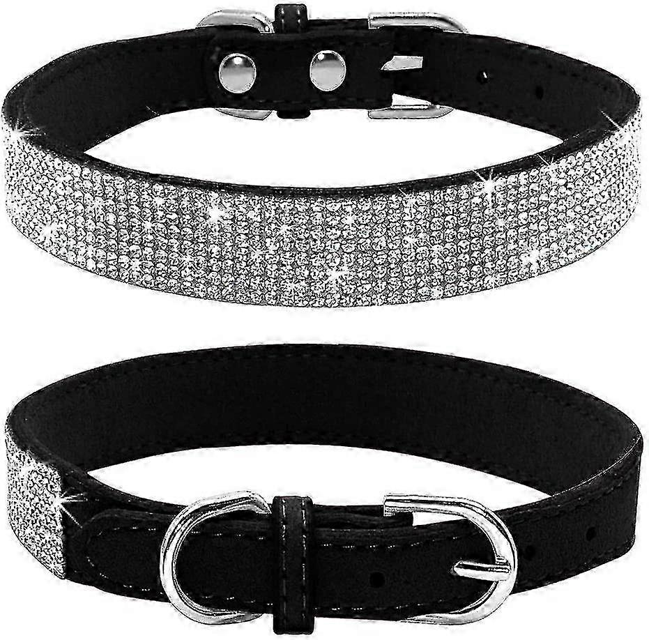 Rhinestone-Studded Soft Suede Dog Collar