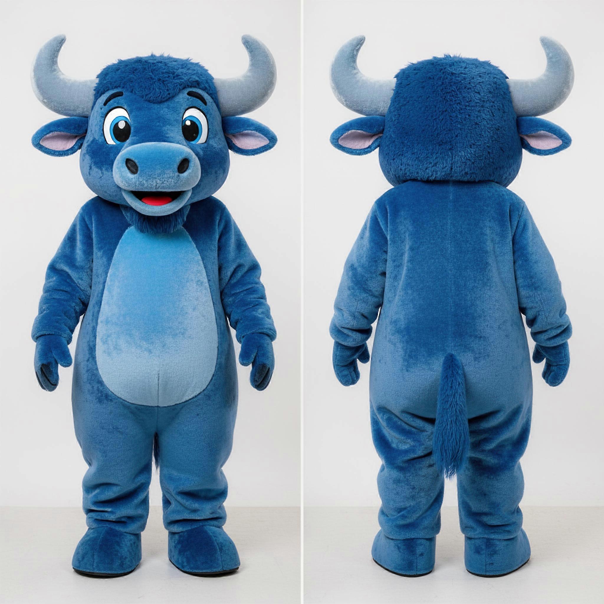 MASTICOT Blue Cuddly Buffalo Mascot