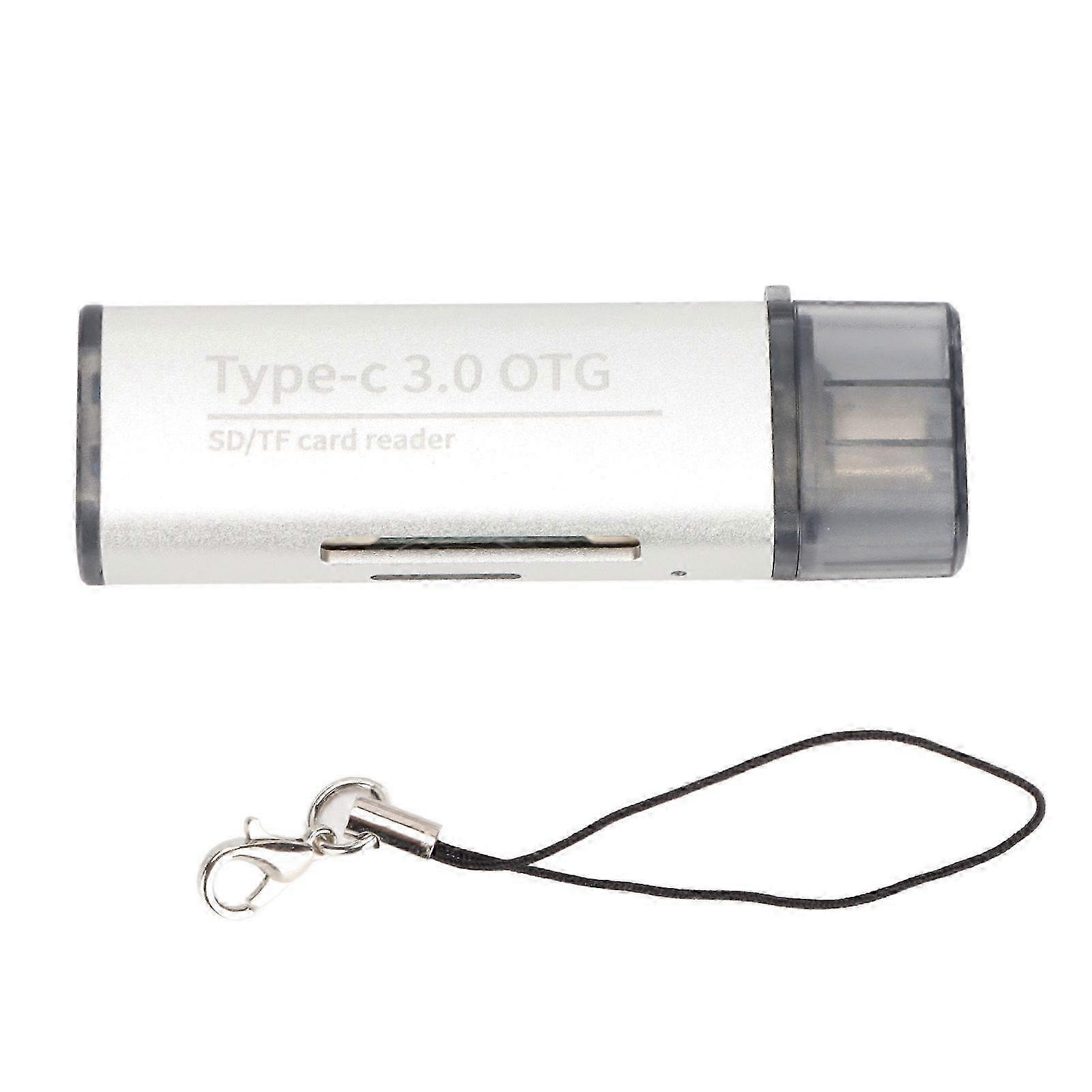 Card Reader Type C Multifunctional Storage Card Adapter with Keychain for Telephone Tablet ComputerSilver