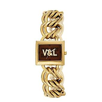 V&l link.com Quartz Analog Women's Watch with Stainless Steel Bracelet in Gold Plated VL032205