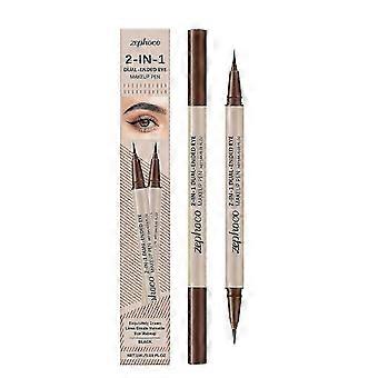 Double Ended Liquid Eyeliner, Waterproof Long Lasting Formula, Ultra Fine Brush Tip, Smooth Eye Outline, Enlarges Eyes, Easy Warm Water Removal