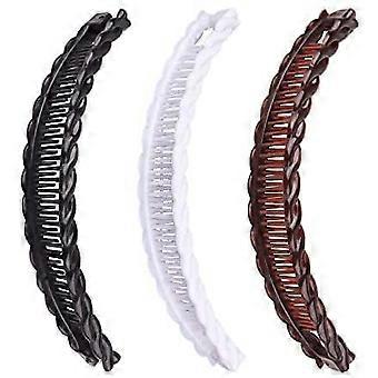 2 Pack Large Banana Hair Clips, Black & Brown, Fish Comb Grip for Thick Long Hair
