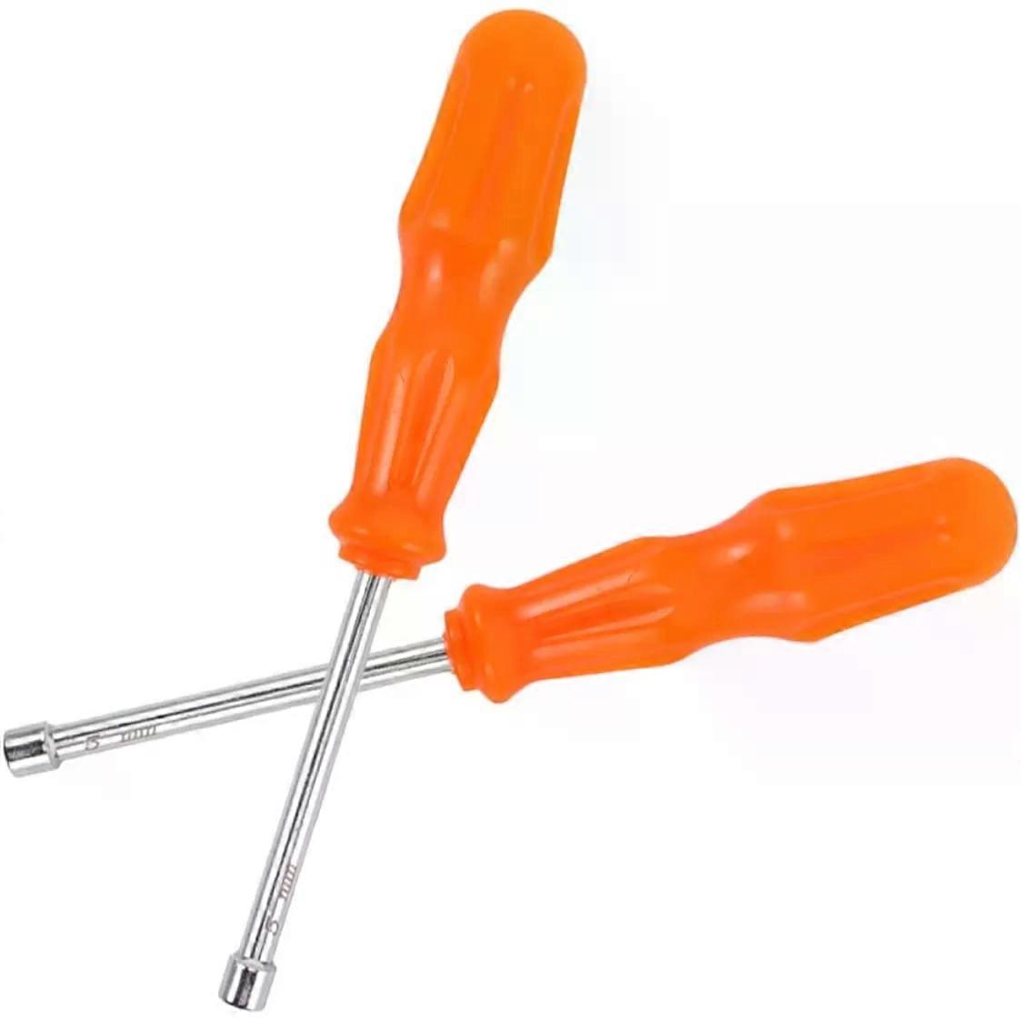 2pcs Socket Screwdriver Wrench Set, 5mm Hex Head, Yellow Handle