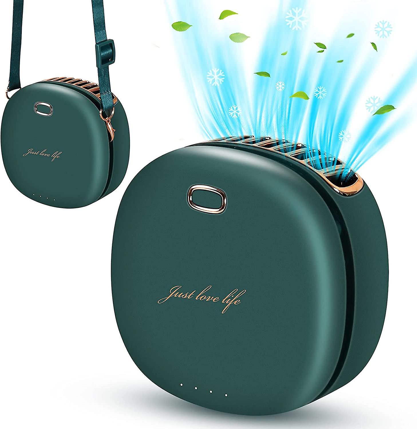 USB充電式パーソナルポータブルネックレスファン、強力な小型ファン、首の後ろの顔を冷却、速度調整可能なまつげファン、ハンズフリーの静かな小さなファン