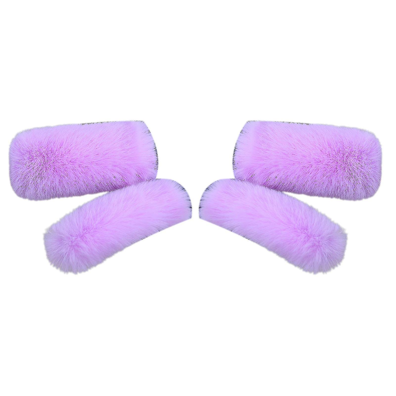 1 Set Elastic Windproof Handlebar Cover Faux Rabbit Fur More Thicken Tear-resistant Bike Handle Cover For Mtb