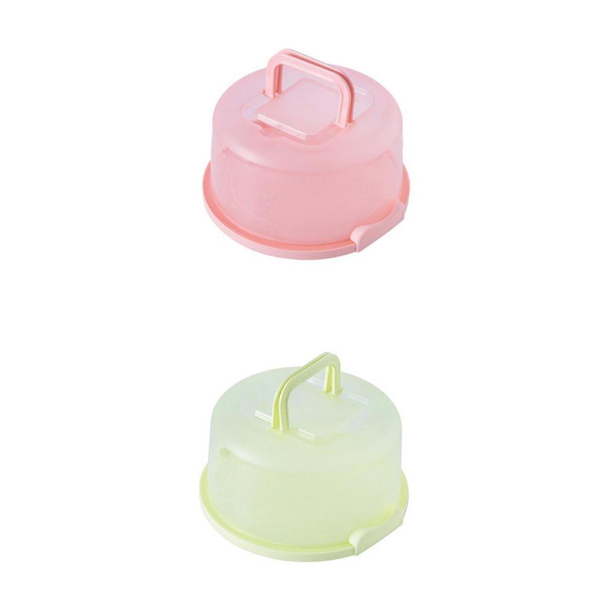 2x Plastic Cake Box Round Cake Storage Carrier Container Lockable Lid