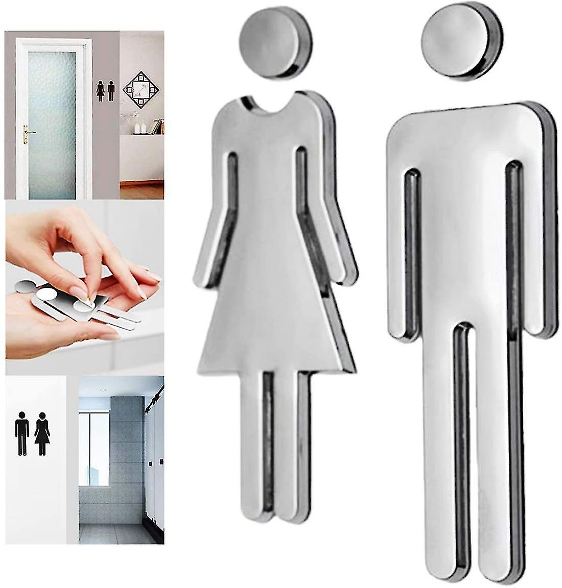 12cm Toilet Sign, Toilet House Number, Stainless Steel Sign2pcs