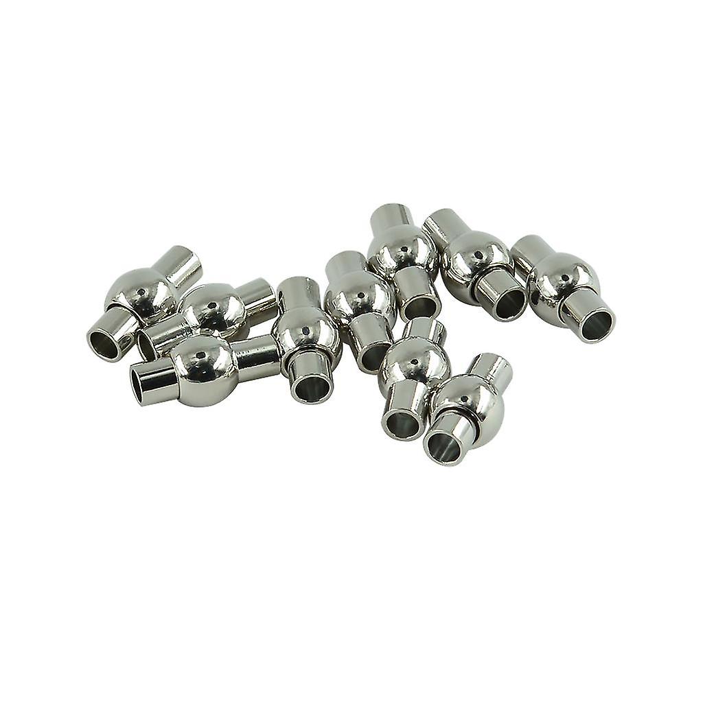 10x Barrel Magnetic Clasps Glue-in Ends Jewelry DIY Making Findings Silver