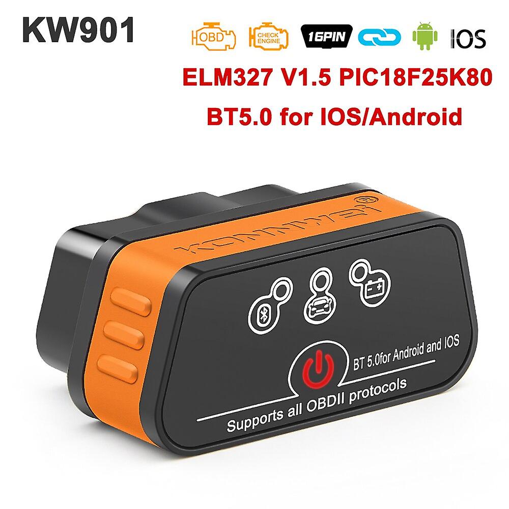Konnwei Kw901 Elm327 V1.5 Pic18F25K80 Bluetooth 5.0 Scanner Obd2 Elm 327 V1 5 Auto Obd 2 Strumenti diagnostici per auto Pk Vgate Icar2 Kw901 bt5.0 ...