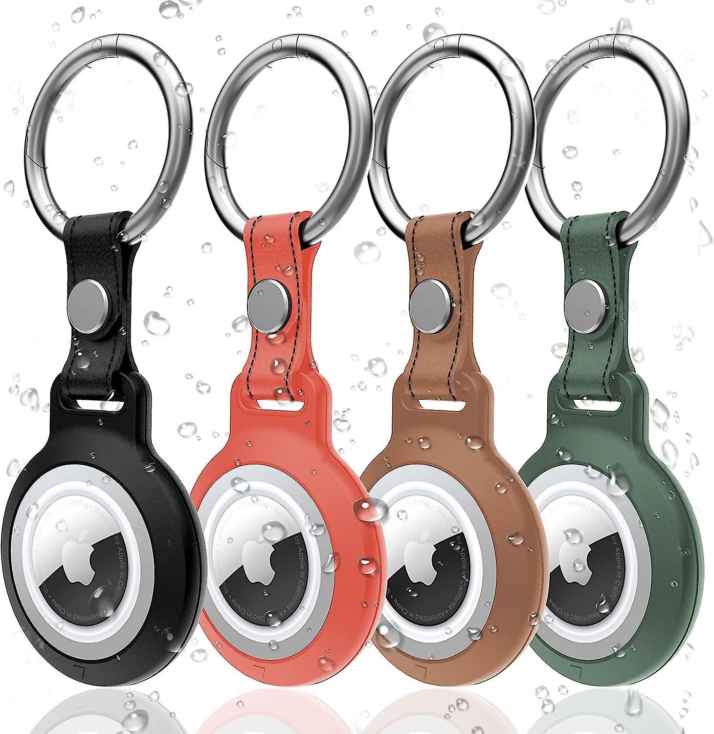 Protective Case for AirTag, 4 Pack Airtag Keychain Protective Shell Compatible with Apple Airtag Case, Anti-Scratch Leather Case for AirTags for Keys 