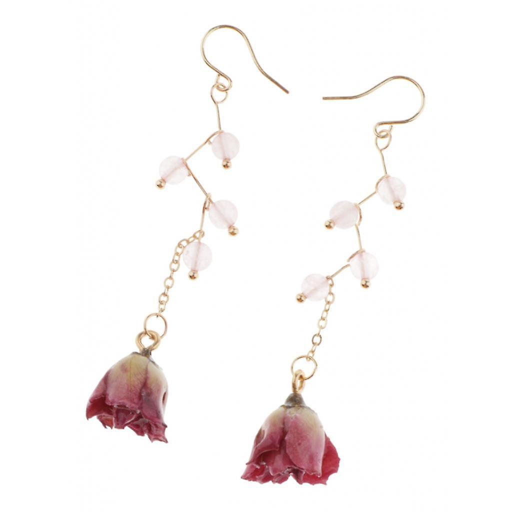 Real Dried Rose Flower Earrings