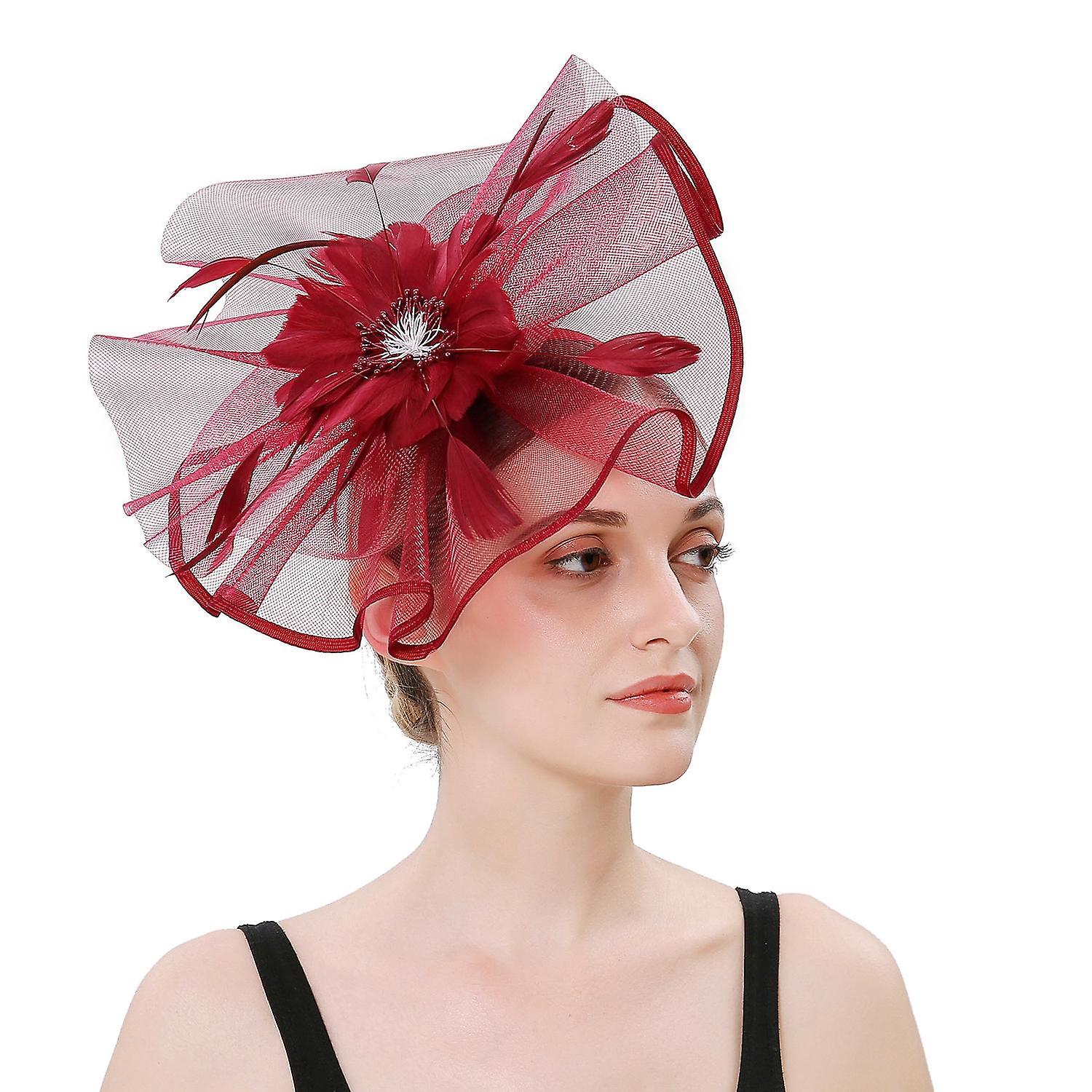 Women Cocktail Headwear Girls Organza Feather Flower Decorative Hair Hoop for Tea Party Wedding Cost