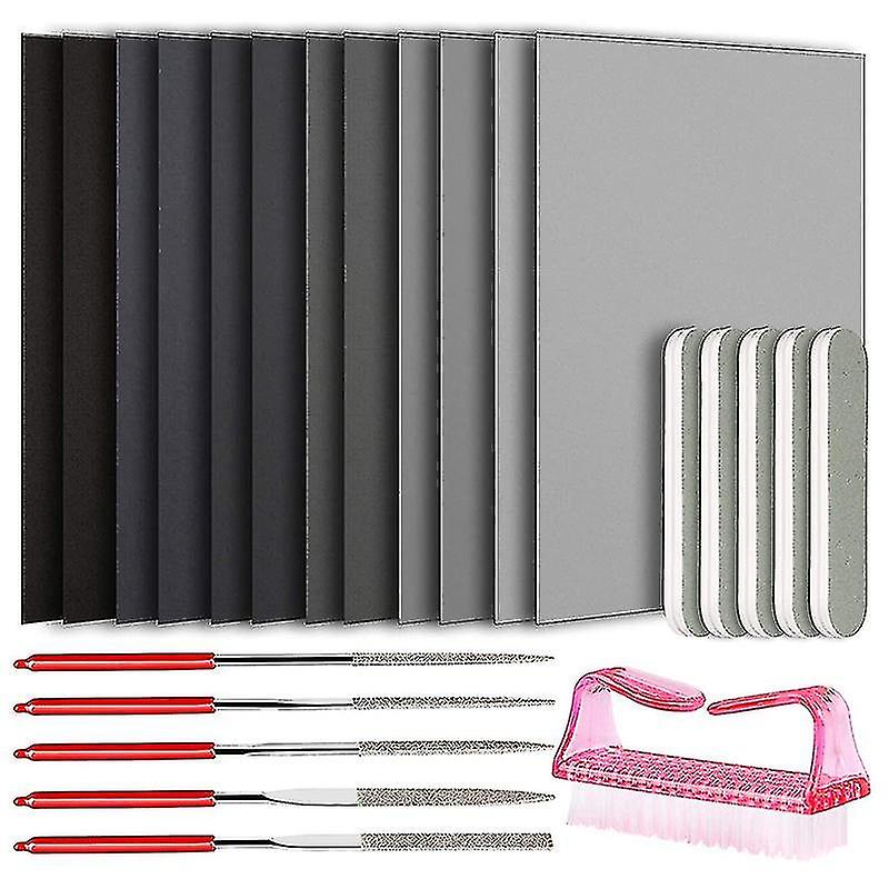 23 Pcs Resin Casting Tools Set, Epoxy Resin Polishing Kit, 12 Sand Papers, 5 Polishing Blocks, 5 Sh