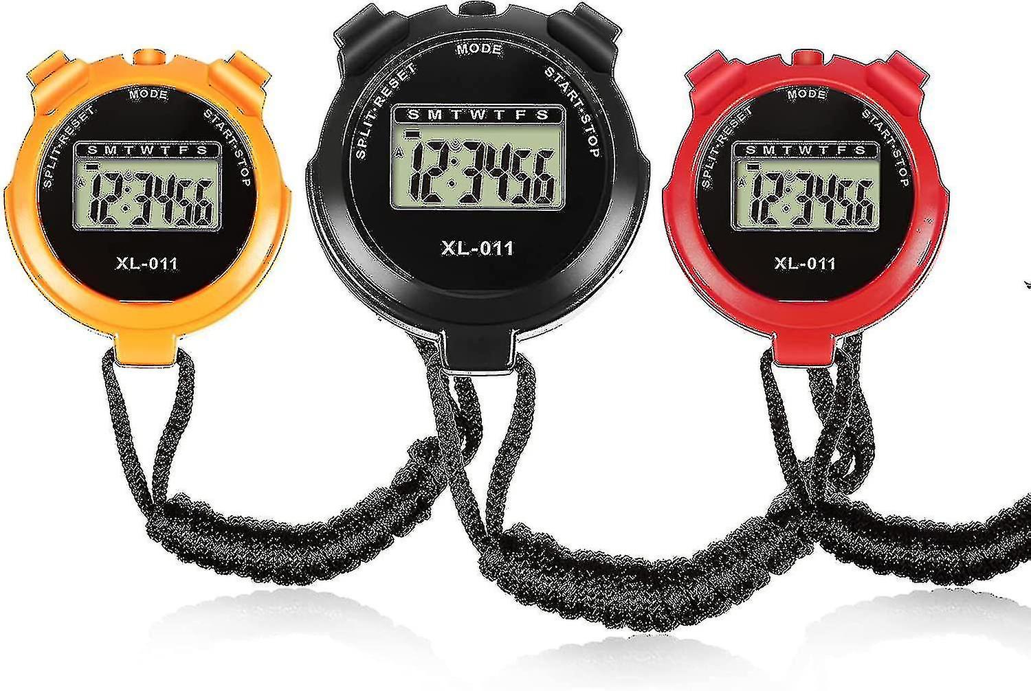 3 Pieces Sports Timer Date And Time Function Shockproof Waterproof Stopwatch