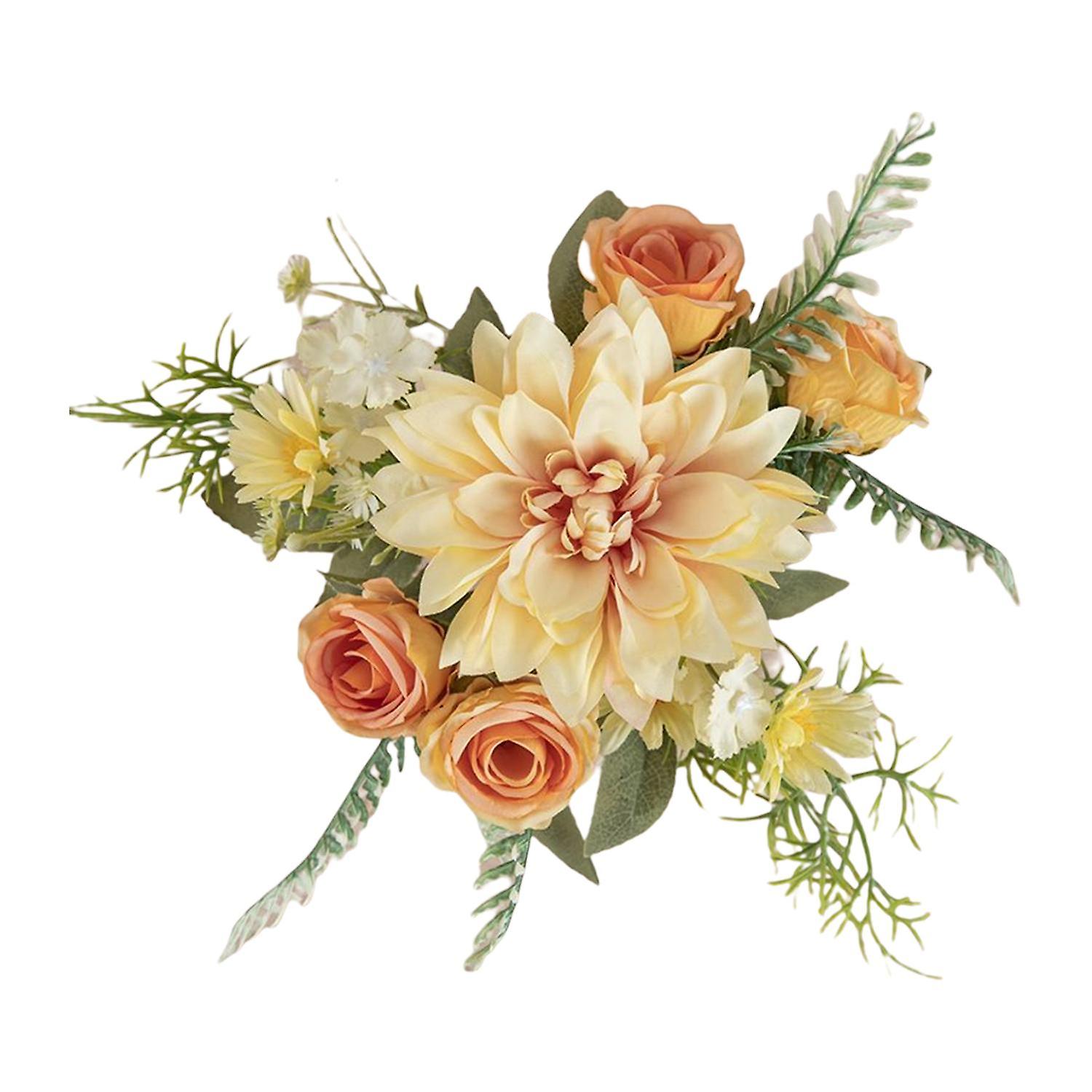 1 Bouquet Artificial Flower Non-fading Not Wither Faux Silk Dahlia Flower Bridal Flower Bouquet
