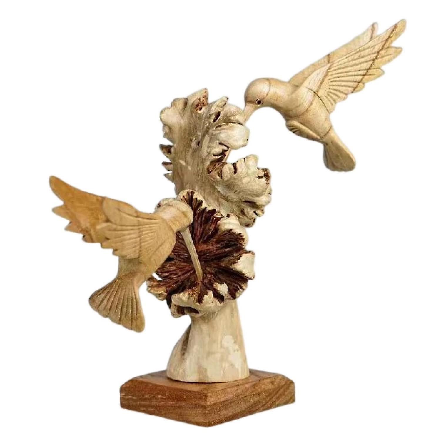 1 Set Bird Craft Shatterproof Stable Tree Base High Simulation Clear Texture Pecking Wood Bird Ornam