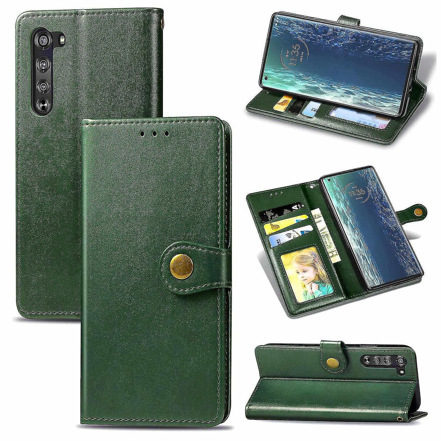 Case For Motorola Moto Edge Etui Cover Retro Flip Wallet Magnetic Bumper Flip Protective - Green