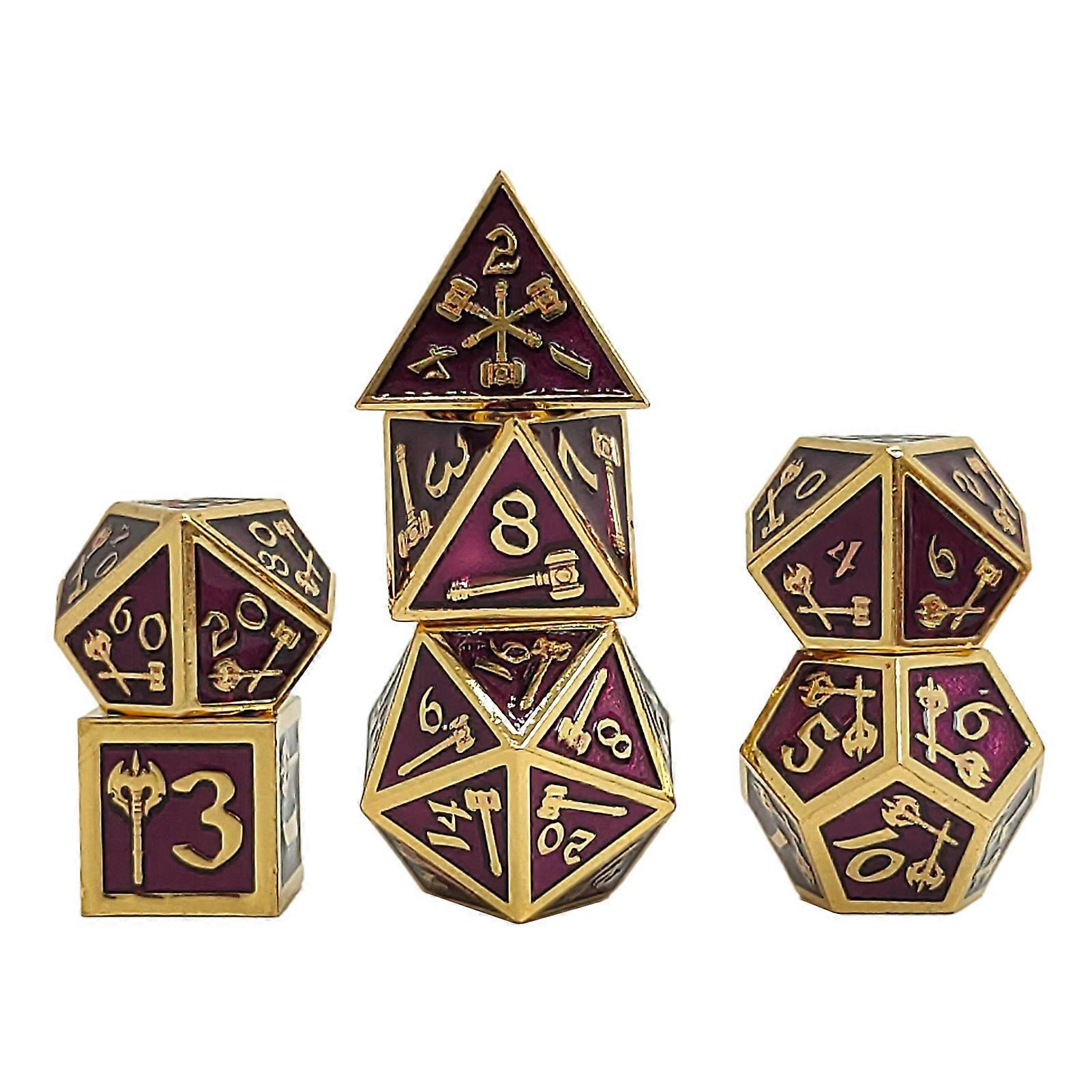 7pcs Metal Polyhedral Game Dice Set Clear Number Portable Style 2