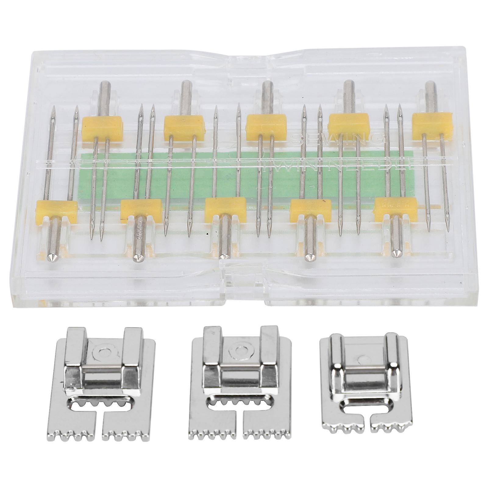 Twin Needles Presser Foot Multi Sizes Mixed Household Sewing Machine Tools with Plastic Box