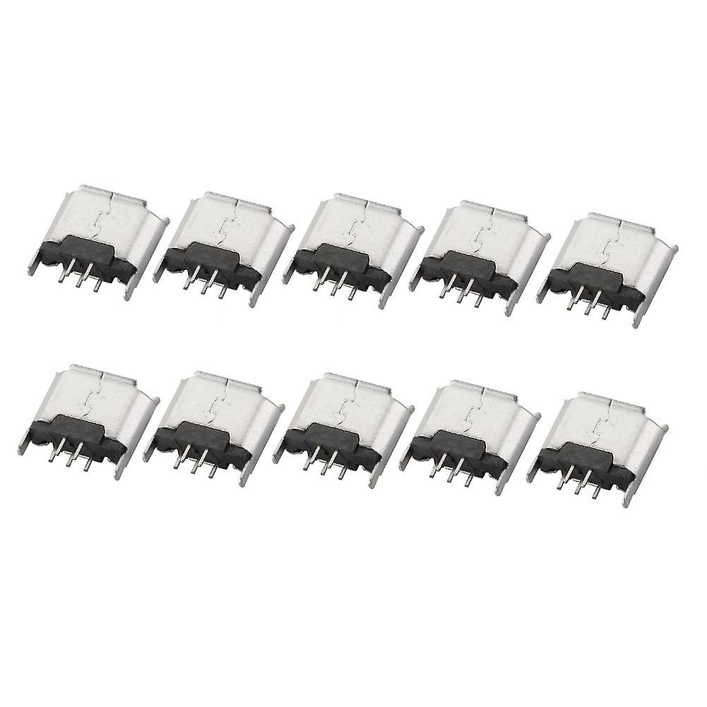 6 x 10Pcs Micro USB Type B 180 Degrees DIP 5Pin Female PCB Solder Socket Connector