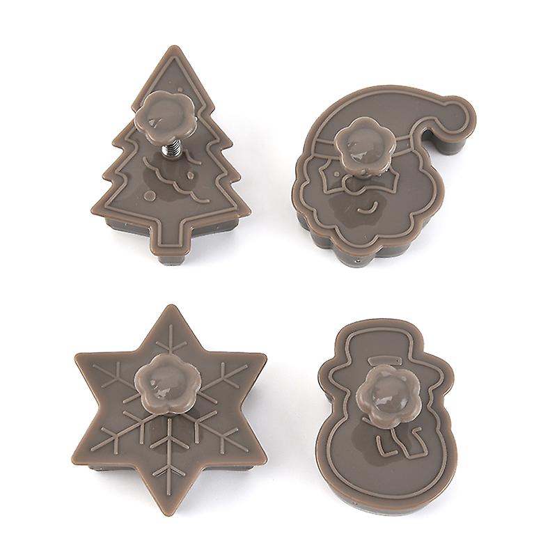 1 Set Plastic Embosser Mold 3d Christmas Tree Snowflake Pattern Cookie Cutter