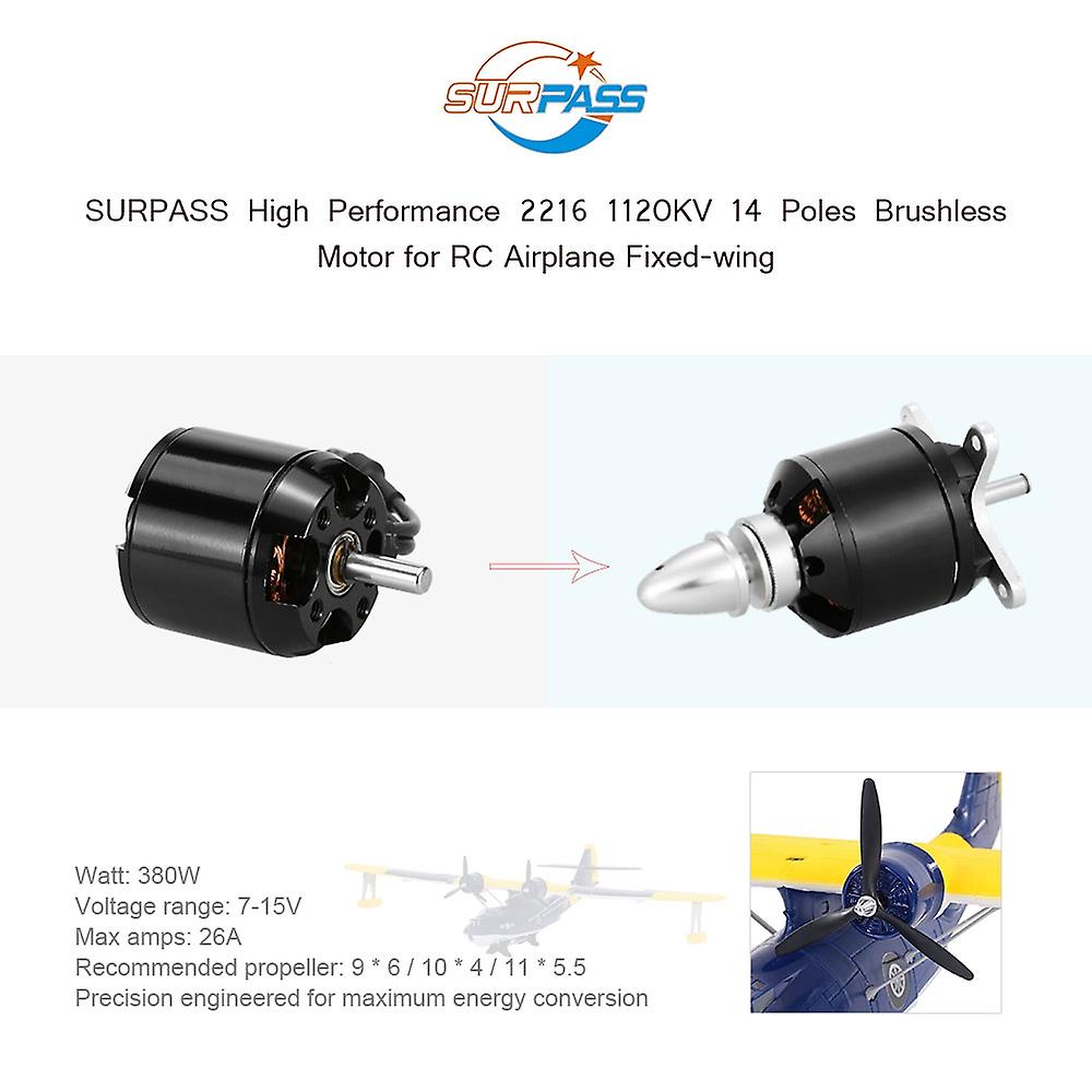 SURPASS High Performance 2216 1120KV 14 Poles Brushless Motor for RC Airplane Fixed-wing