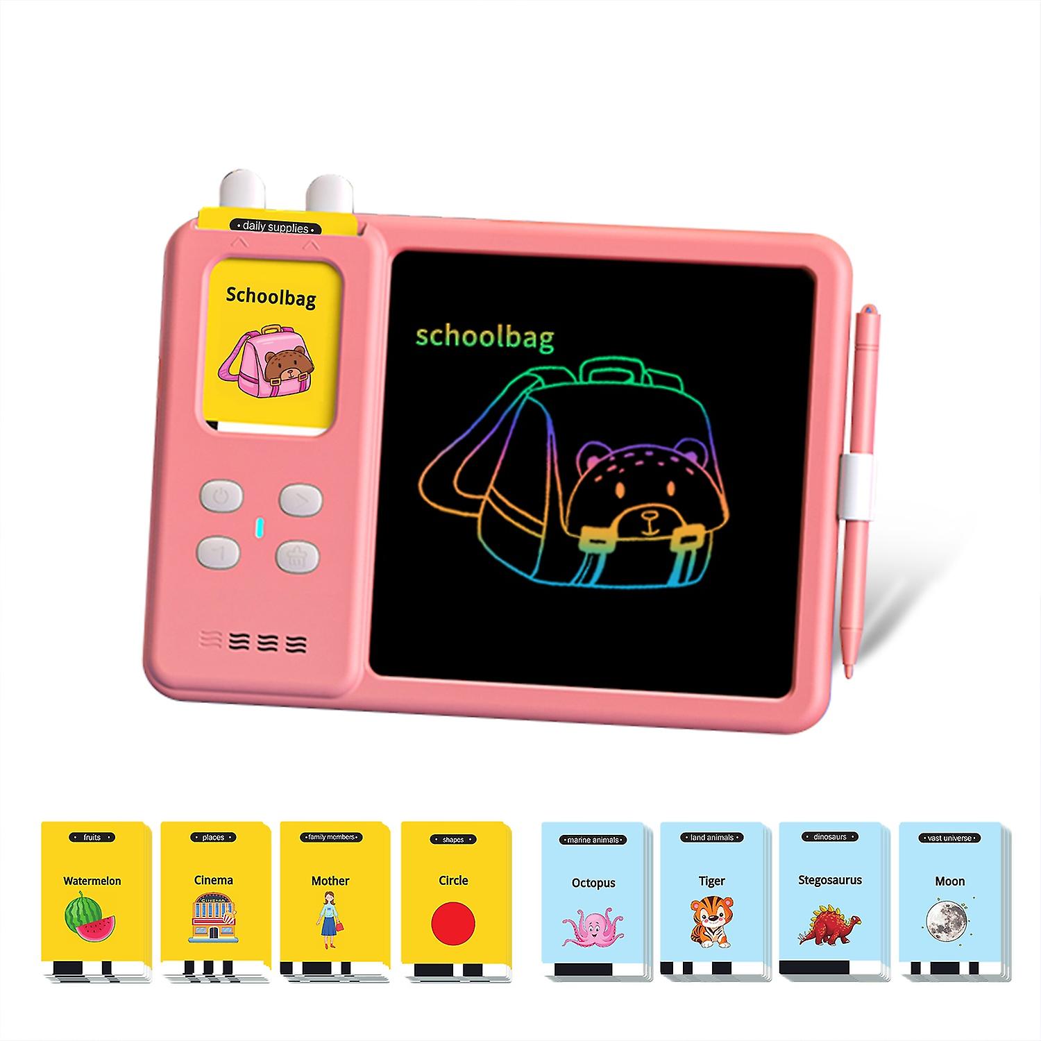 Sprechende Flash-Karten Schreibtafel 2 in 1 Pädagogisches Kind LCD Zeichenbrett Autismus Sensorische Rede