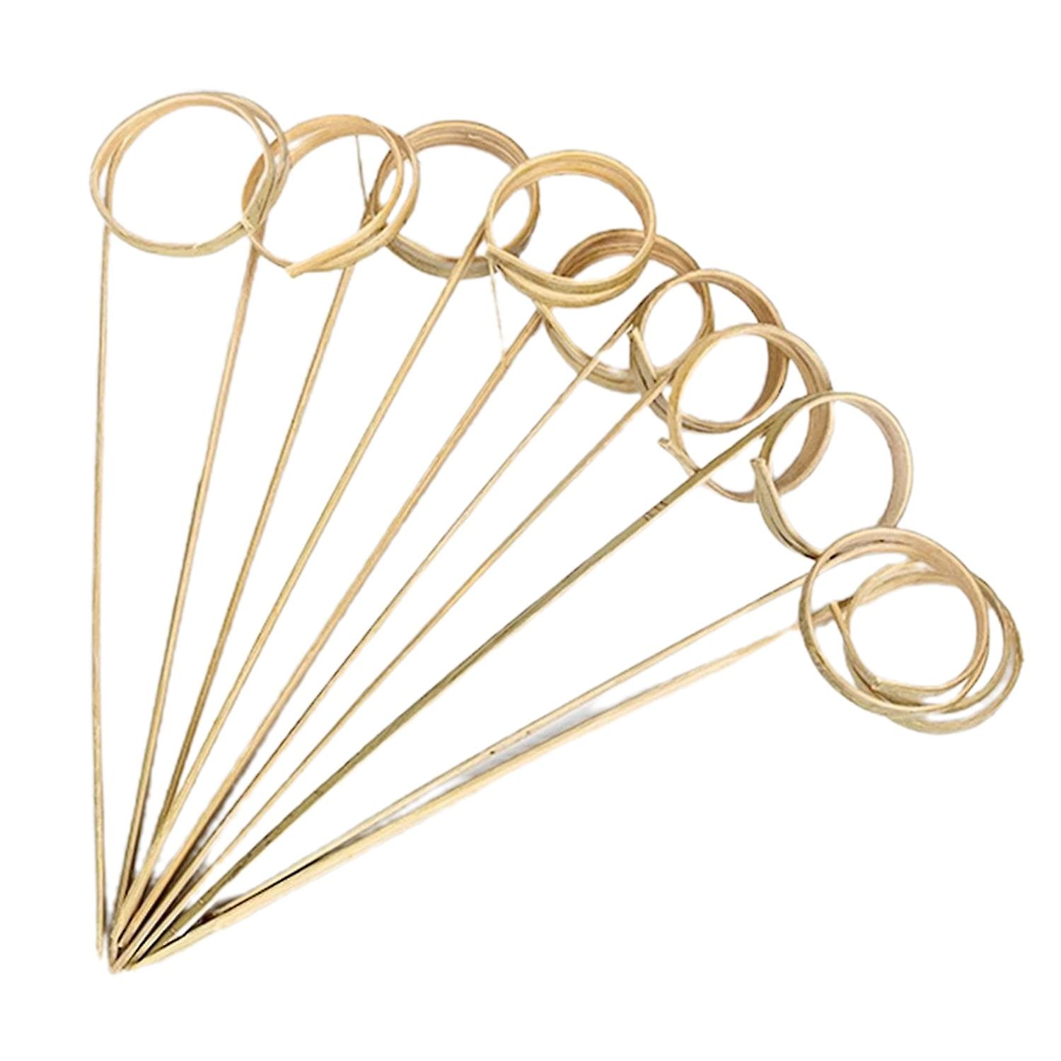 100Pcs Bamboo Sticks Wooden Disposable Round Loop Tie Knotted with Twisted Ends Decorative Bamboo Sk