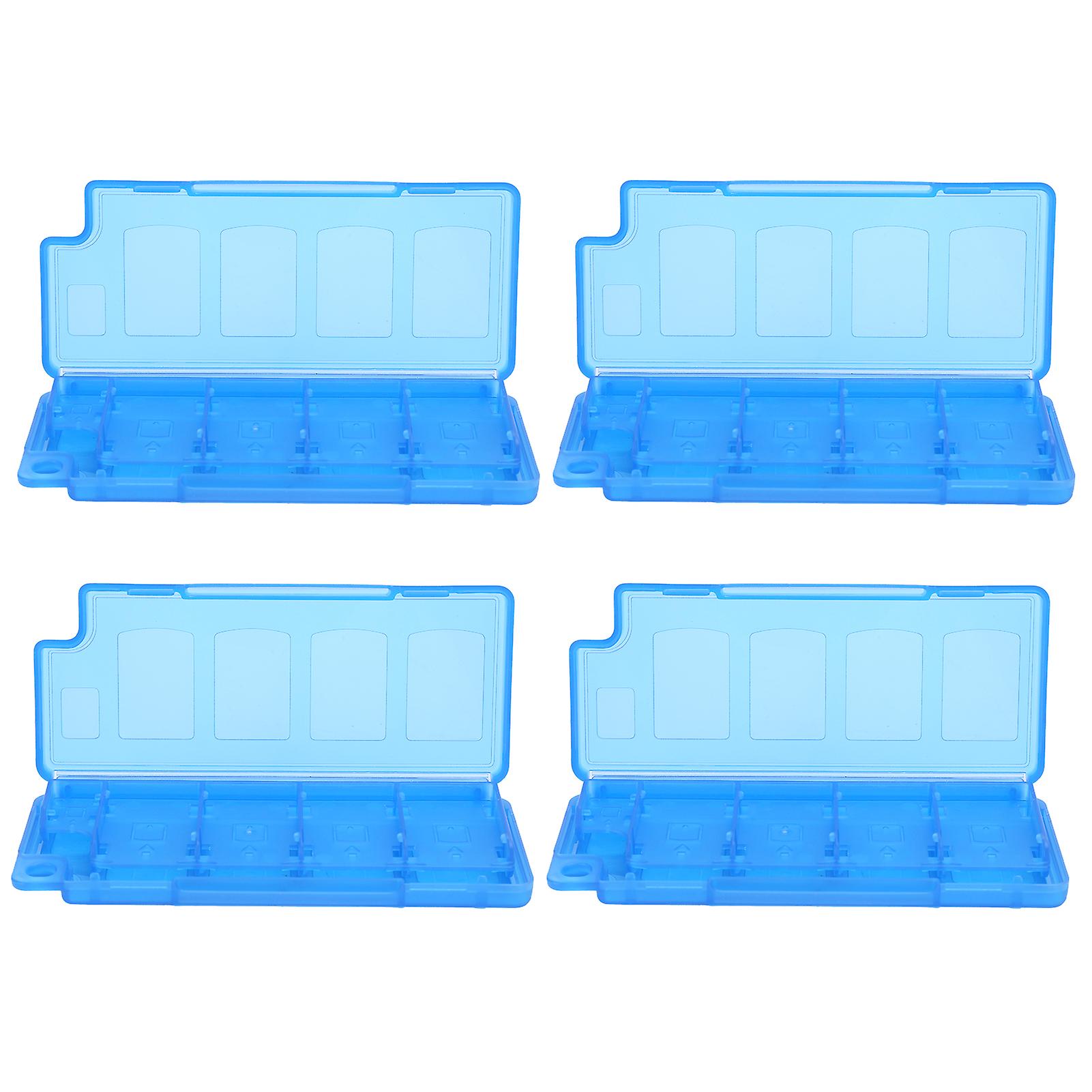 Blue 4Pcs Game Card Case for Nintendo Switch - Holds 8 Game & 2 Memory Cards