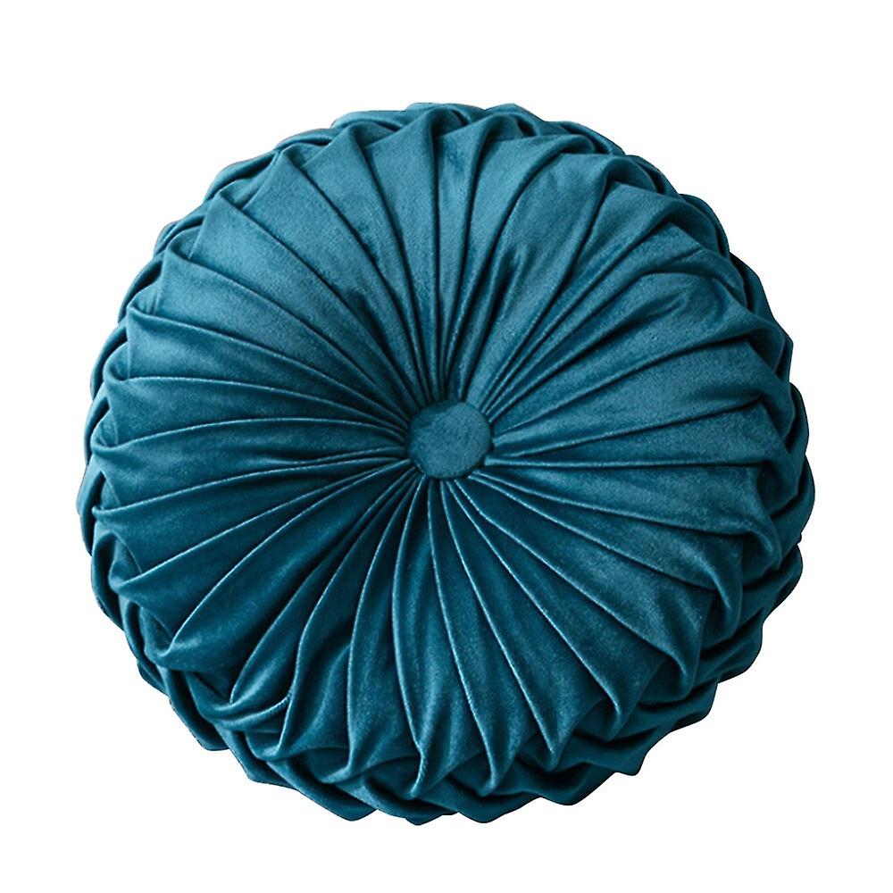 Deep Blue Velvet Pumpkin Pillow - Custom-made for Chic Sofas